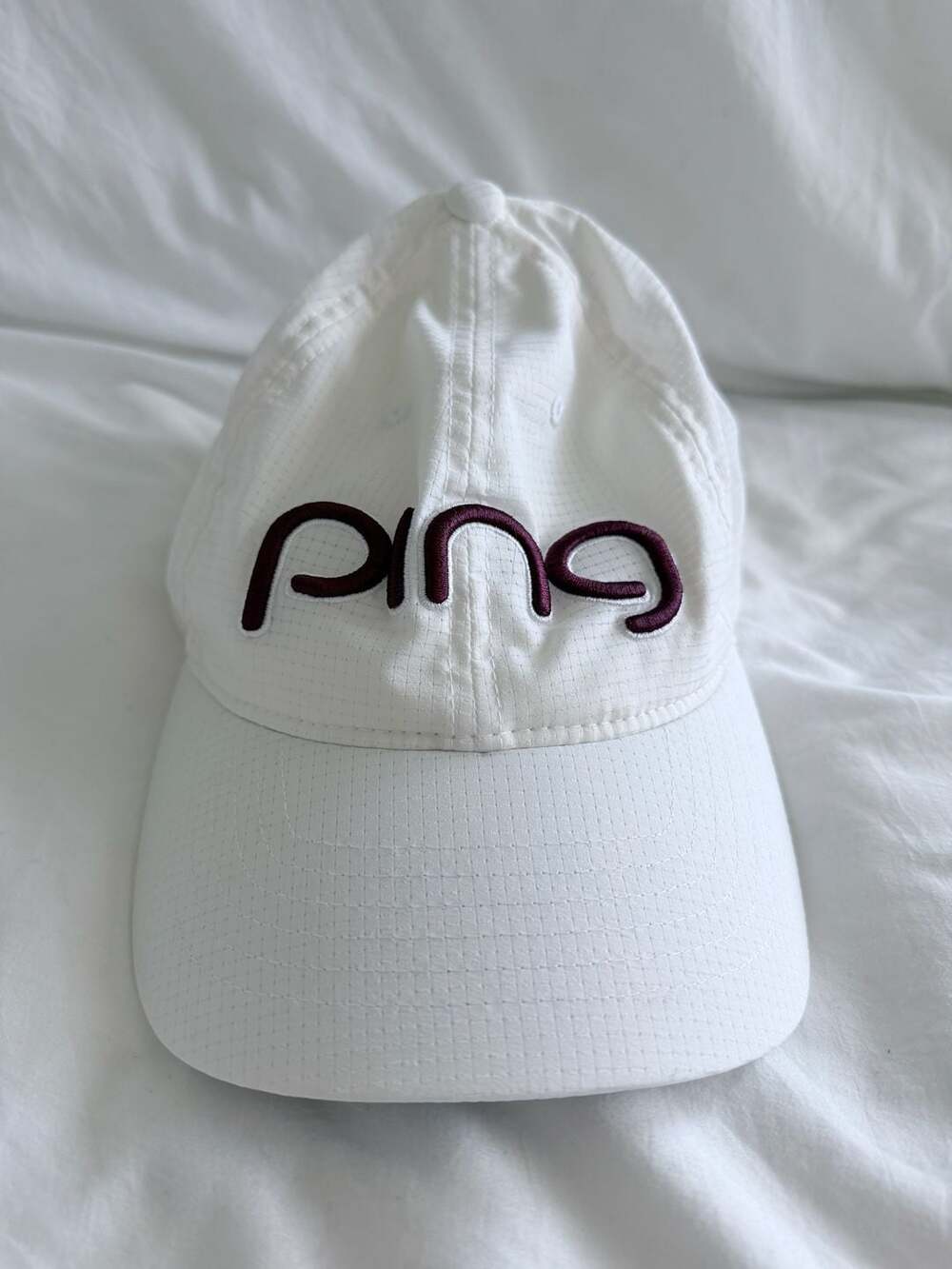 Ping White Golf Cap Hat With Maroon Embroidered Logo